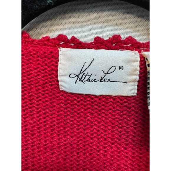 Vintage Kathie Lee Womens Holiday Cardigan Gold Embroidery & Button Accents Larg - Picture 2 of 12